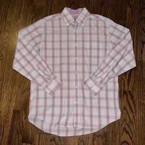 Johnston & Murphy Tailored Fit Checker Button Down Shirt Mens Large Colorful